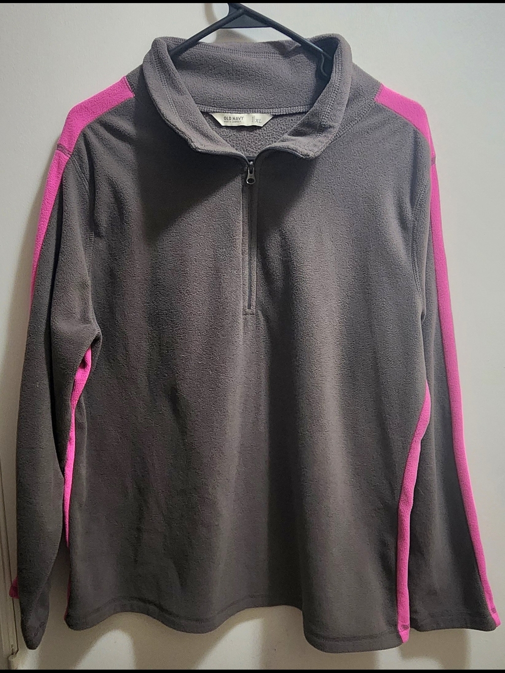 Old Navy Gray Pink Fleece Pullover XL 1/4 Zip